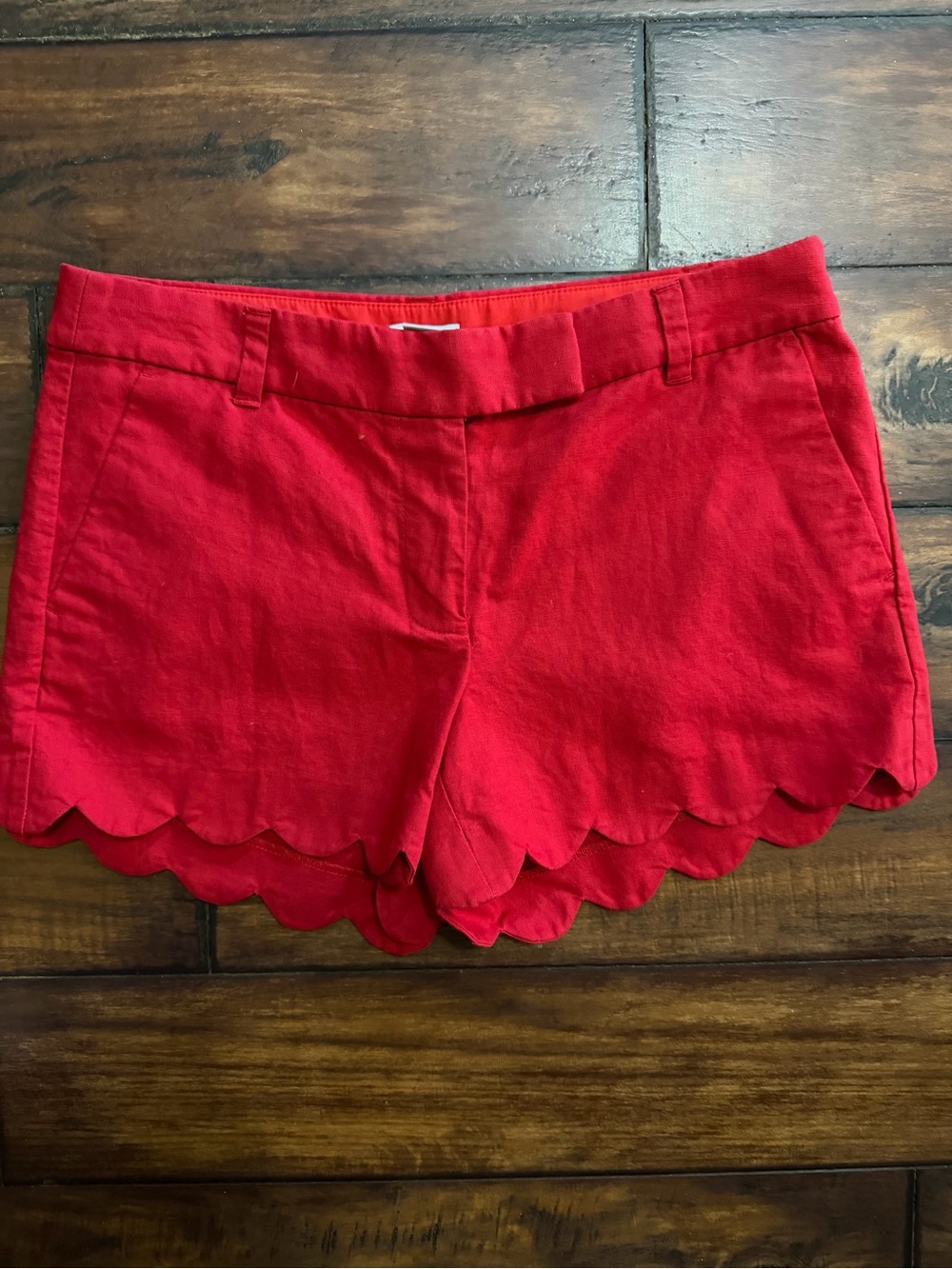 J. Crew Like New Red Scallop Hem Shorts